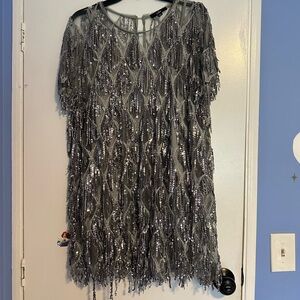 Silver Sequin Mini Dress
